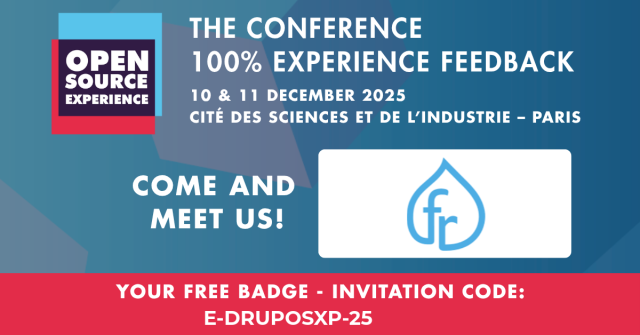 The conference 100% experence feedback / bannière Open Source experience Paris 2025