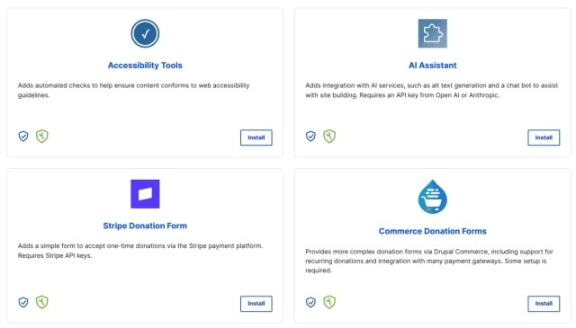 Page de sélection de recettes Drupal